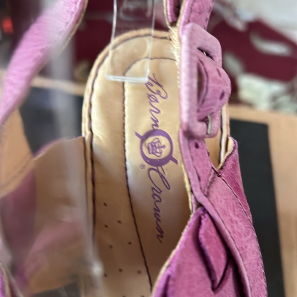 Born Crown Platform Cork and Leather Sandals in Violet Pink Sz 8 - Picture 9 of 14